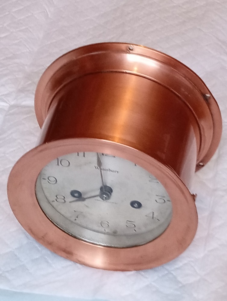 RARE WATERBURY SHIPS Clock & Barometer Working condition