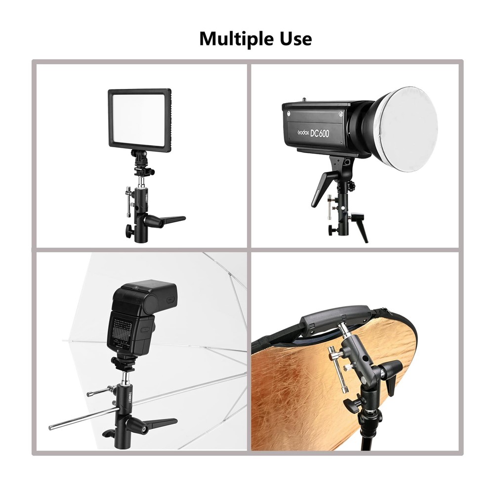 Camera Flash Bracket with Cold Shoe Mount, Solid Metal Material, Adjustable S...