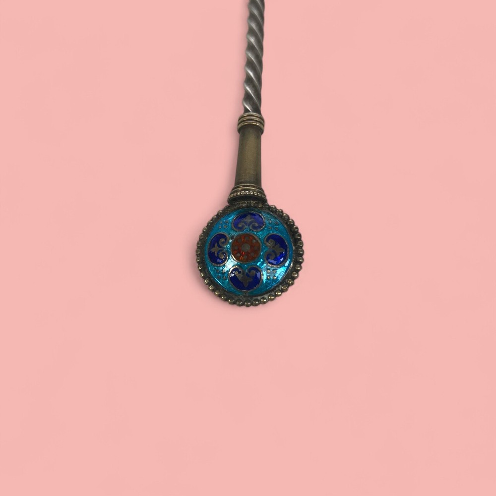 George Adam Scheid Austrian Champleve Enamel and Silver Spoon
