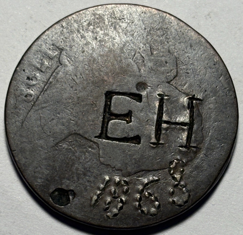 1798 Draped Bust Large Cent — Circuoated Det. Engraved E.H. 1868