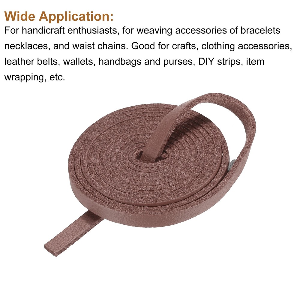 Faux Leather Straps Strip Leather String 0.5cm/0.2" Width, Brown,2pcs