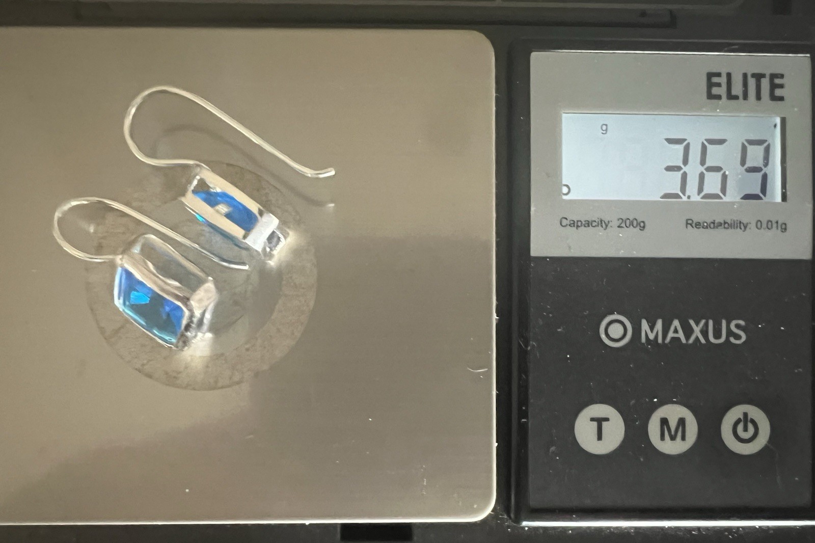 Blue Topaz Dangle Earrings Sterling Silver