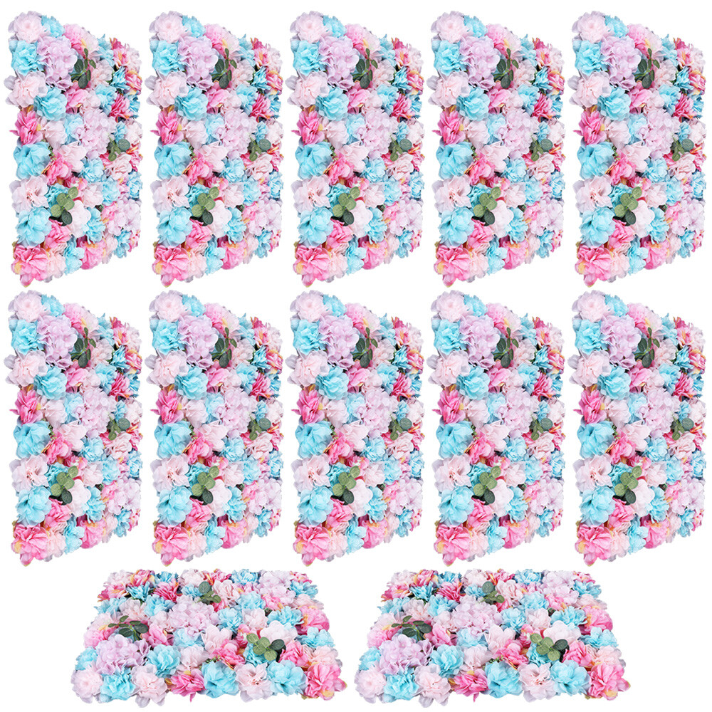 12x Romantic Artificial Flower Wall Hydrangea Rose Backdrop Wedding Decoration