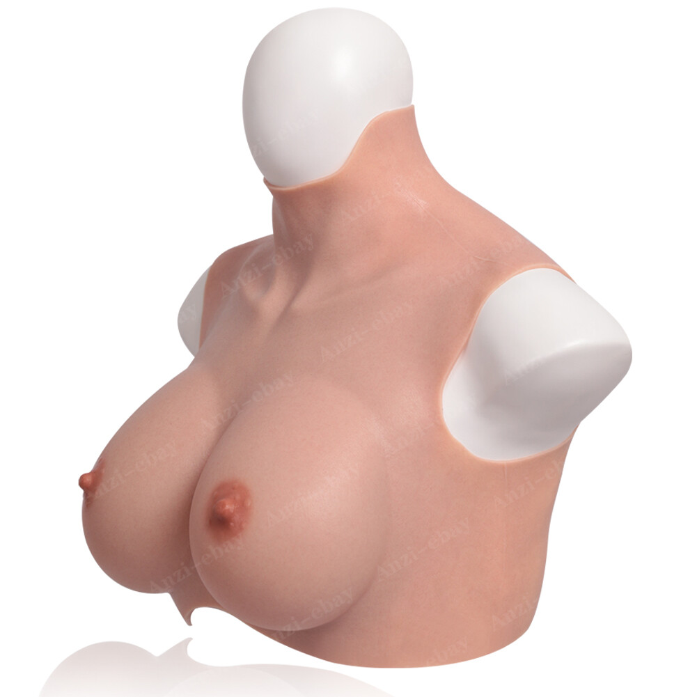 Realistic Silicone Breast Forms Crossdresser Breastplate B-H Cup Fake Boobs Tits