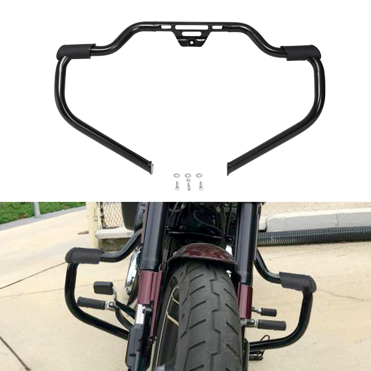 Mustache Highway Engine Guard Crash Bar Fit For Harley Softail 2018-2025 Black