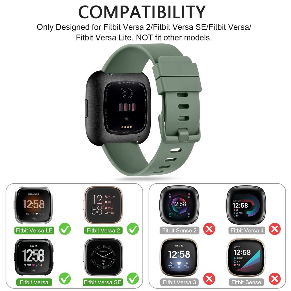 6 Pack Sport Bands Compatible with Fitbit Versa, Classic Soft Silicone Replac...