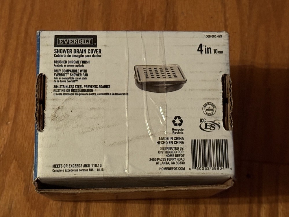 Everbilt Watershield Shower System 4 in Chrome Drain Grate