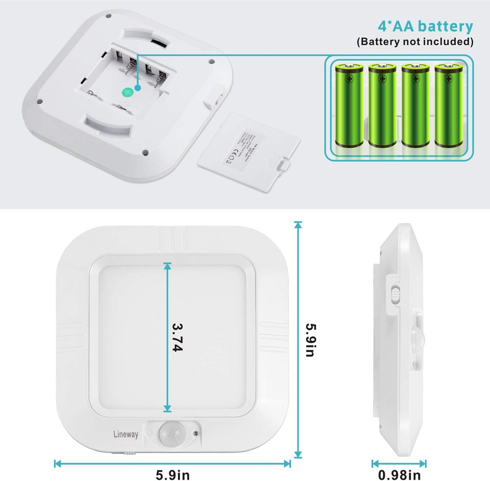 LINEWAY Motion Sensor Ceiling Light - Indoor Motion Activated LED Light, 6000K,