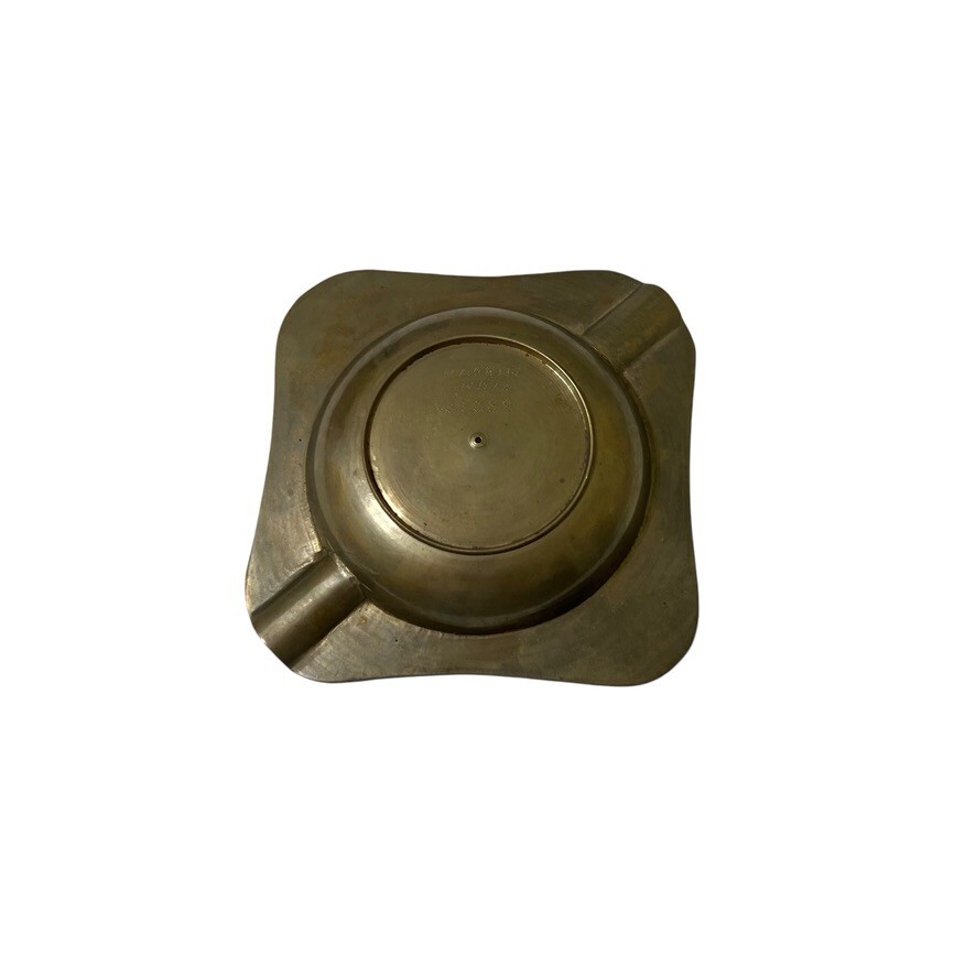 Solid Brass Engraved Leaf Pattern 4" Square Ashtray Coin Tray Made India W1288