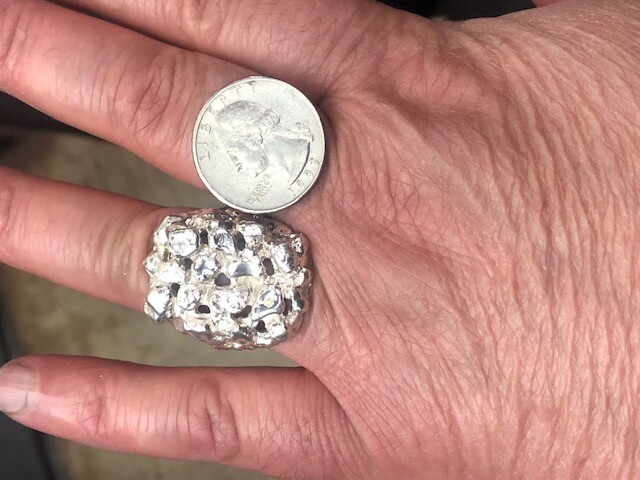 Large Nugget men's Ring Sterling Silver 925