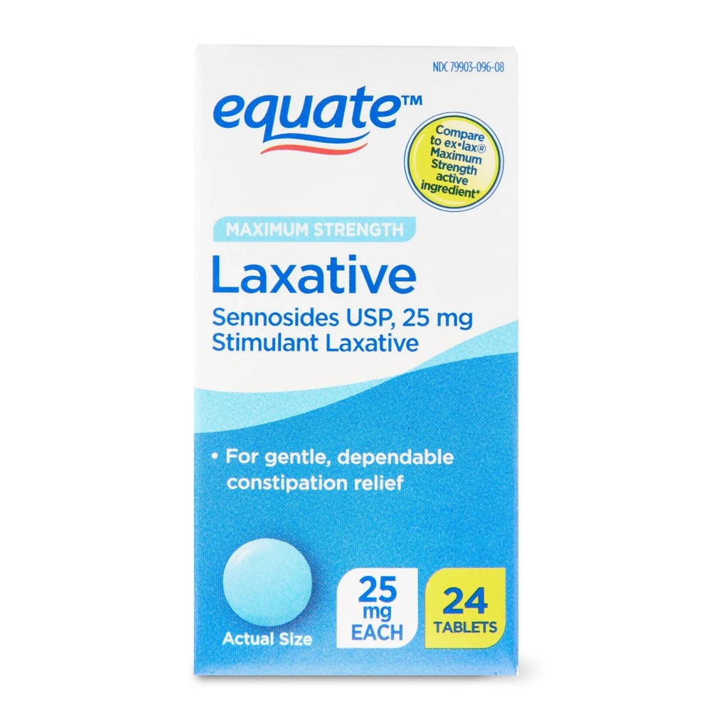 Equate Max Strength Laxative 25mg Tablets, 24 Count – Constipation Relief