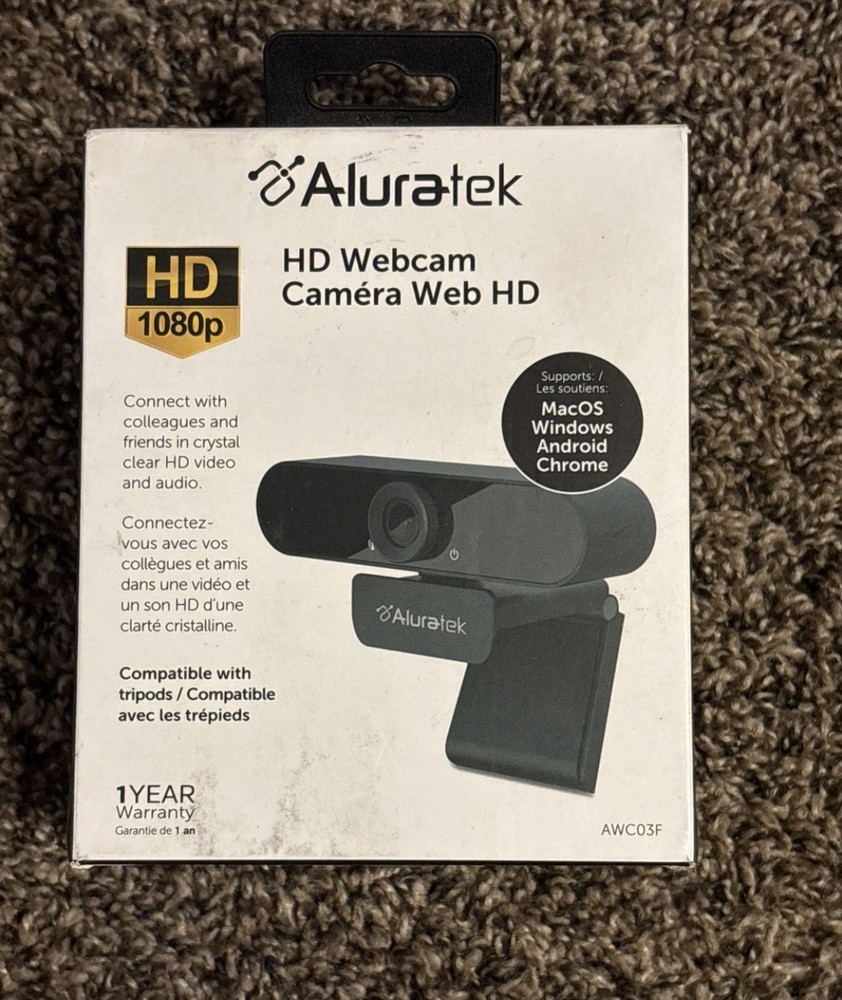 Aluratek HD 1080P USB Webcam w/Built-In Mic