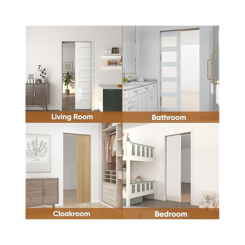 80" Adjustable Pocket Door Frame Kit, Soft Close, 120lbs Max, Pine Wood Header
