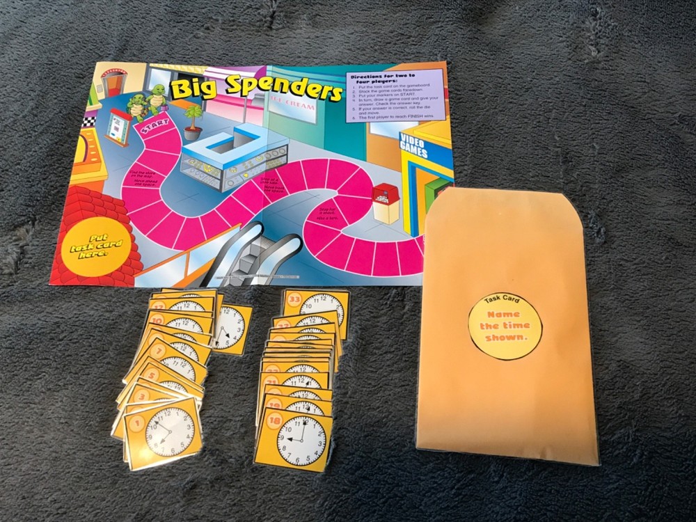 Big Spenders! Time to minute math file folder game grade 3