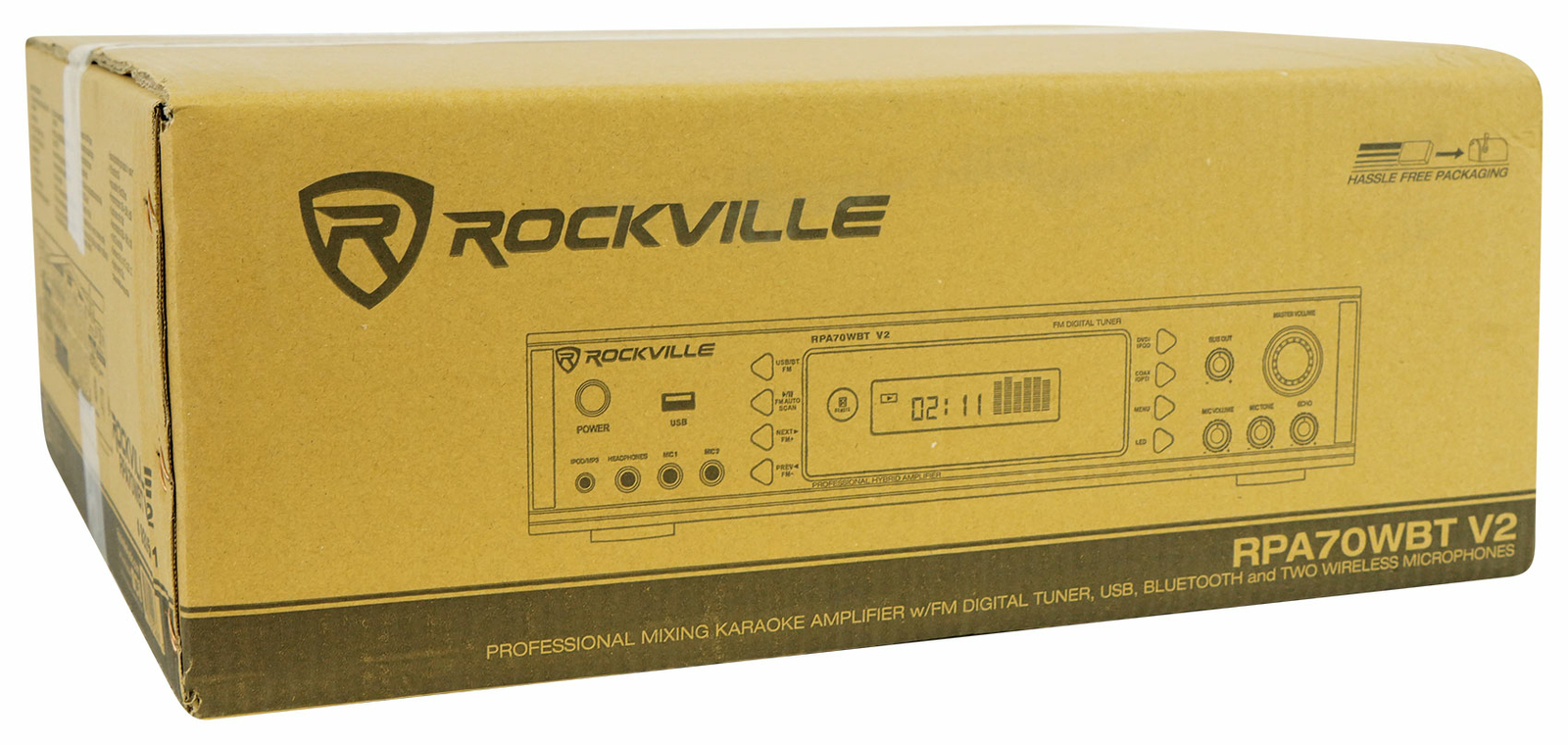 Rockville RPA70WBT V2 1000w 2-Ch USB Bluetooth Karaoke Amplifier/Mixer+(2) Mics