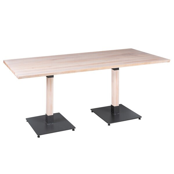 30" x 72" Rectangular Solid Wood Live Edge Restaurant Table Top in White Wood