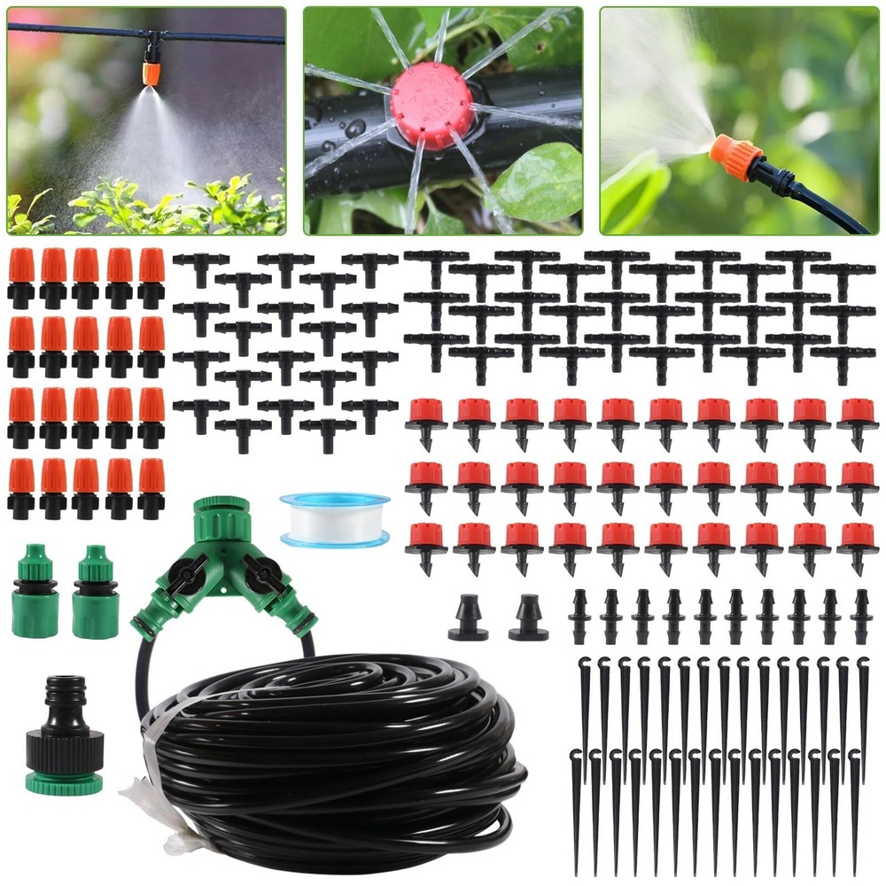 98FT Drip Irrigation System, Micro Garden Drip Irrigation System with 1/4 inc...
