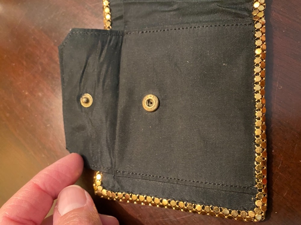 VINTAGE GOLD MESH BLACK BILL WALLET