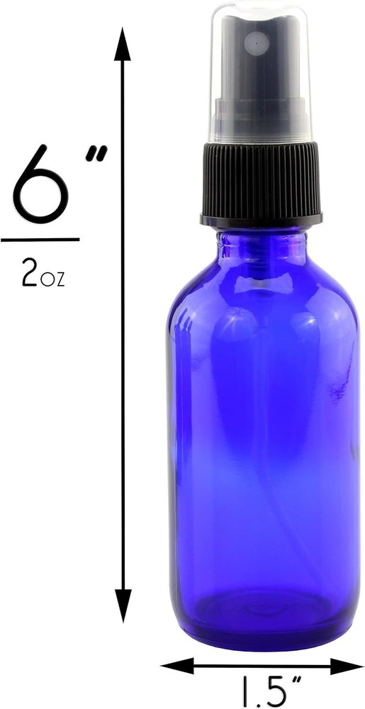 2 oz Cobalt Atomizer Bottles (4 Pack) Fine Sprayer Glass Essential...