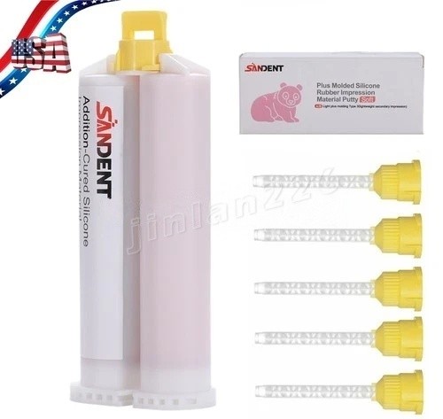 Dental Impression Material silicone Putty Normal Fast Set Light Body 50ML 5*Tips