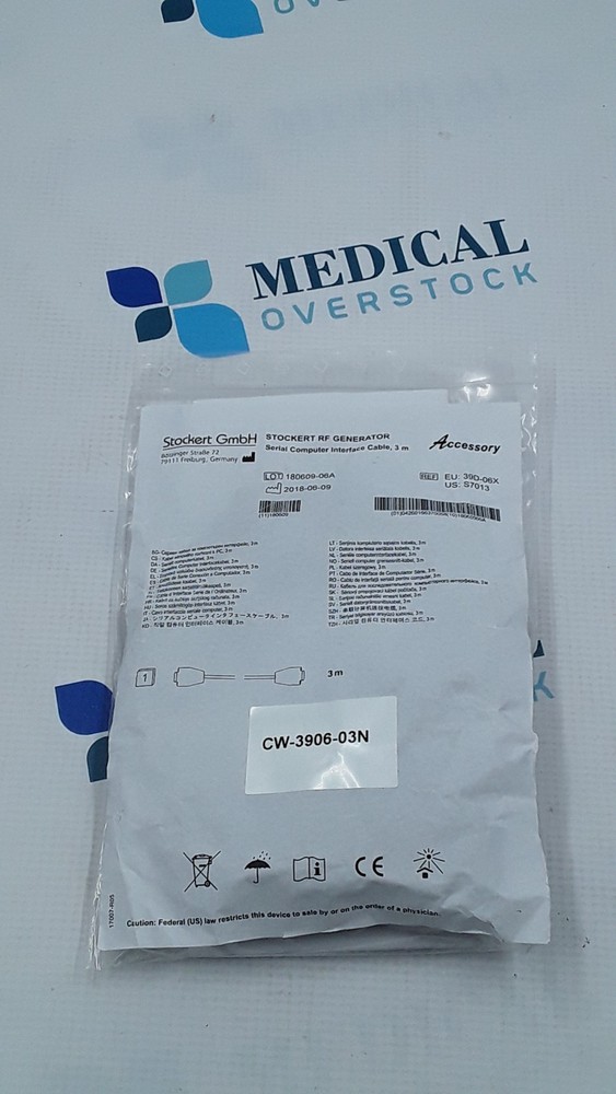 Stockert GmbH RF Generator Serial Computer Interface Cable 3m REF S7013