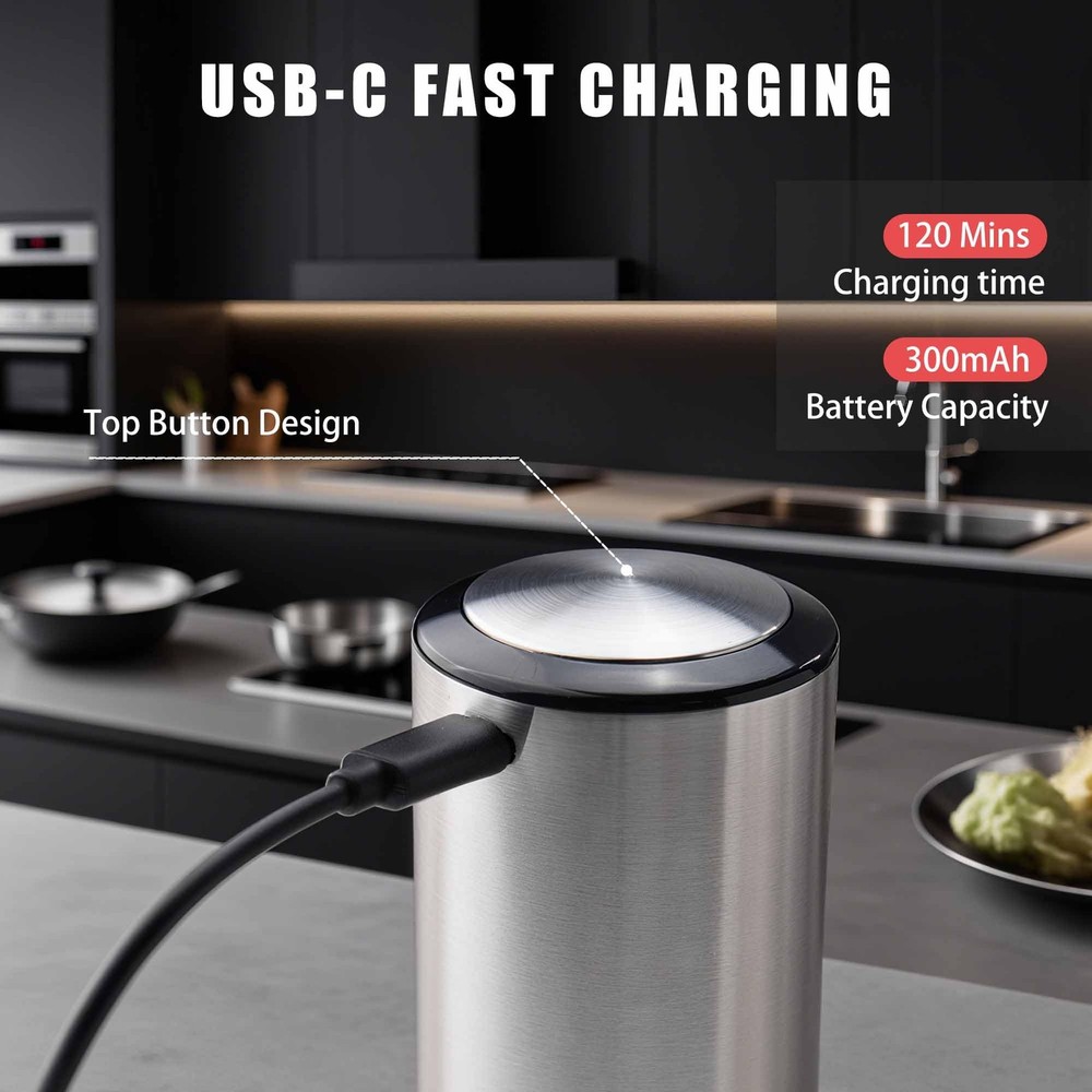Pepper Grinder, Rechargeable Automatic Pepper Mill Grinder with Light, Hand O...