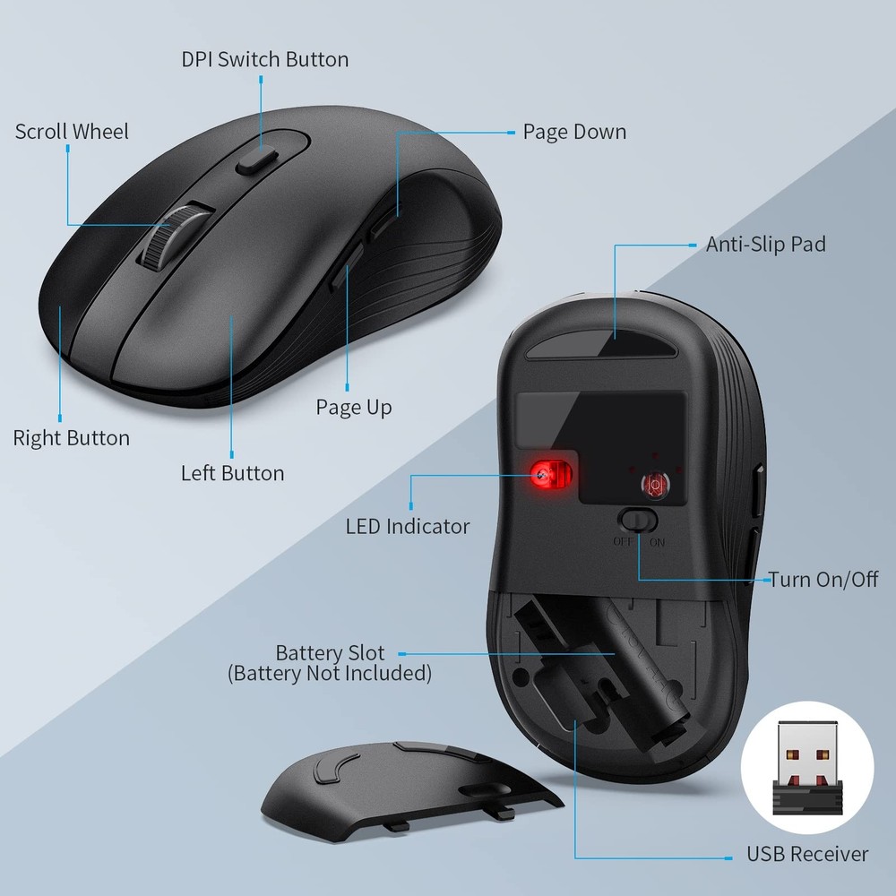 Wireless Keyboard and Mouse Combo, MARVO 2.4G Ergonomic Wireless Computer Key...