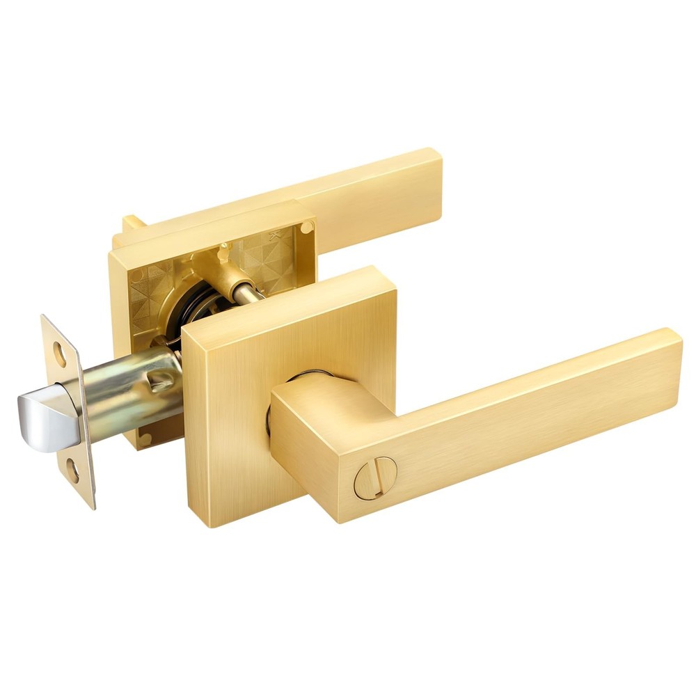 EHOMEWARE 1 Pack Door Levers Knobs Interior in Privacy Lever, Gold