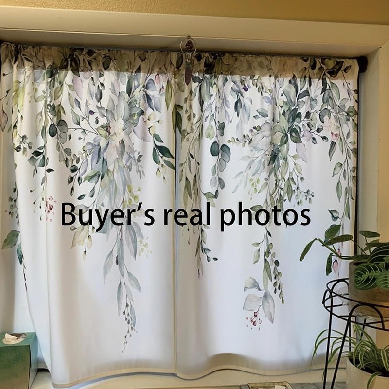 Leaf Kitchen Curtains Light Filtering Polyester Drapes Rustic Home Decor Panels