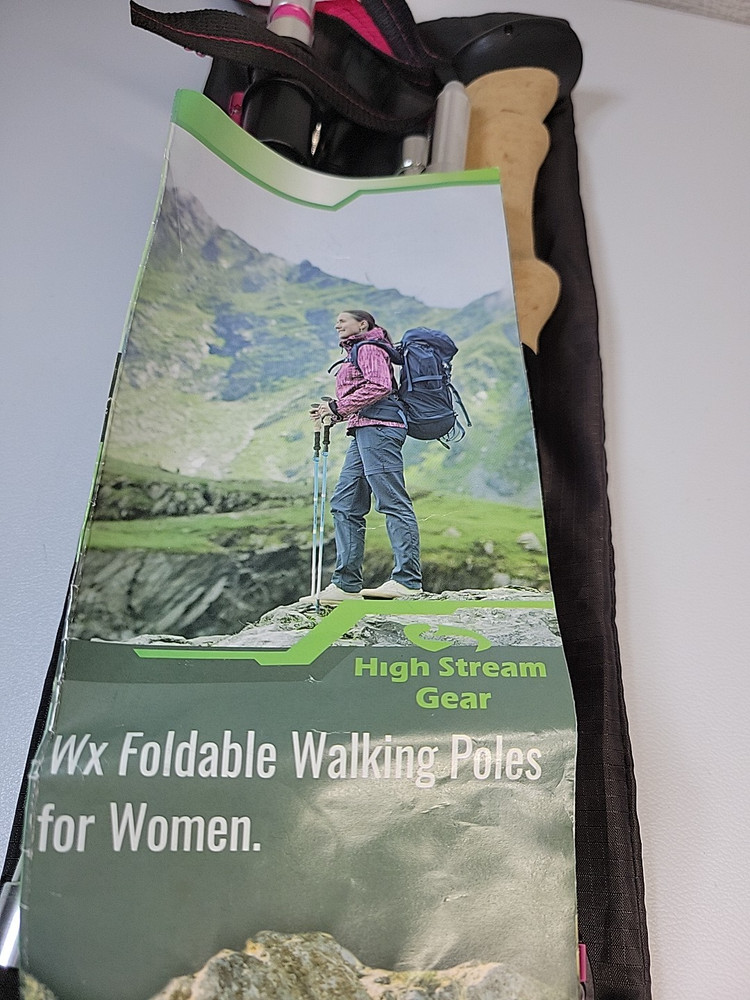 2-High Stream Gear Walking Sticks, Pink Lightweight Foldable & Extendable