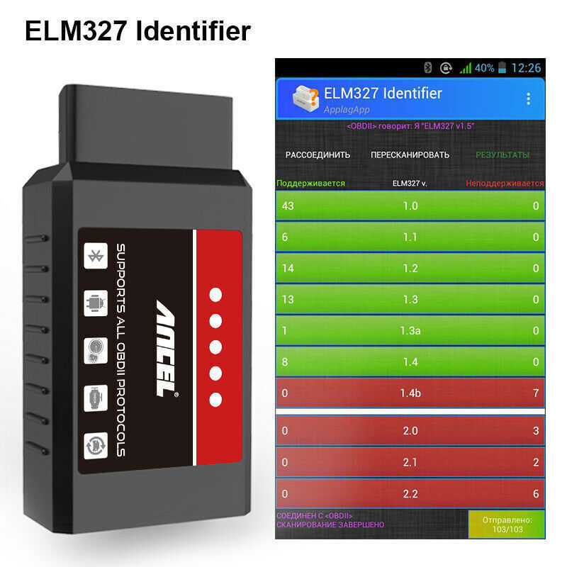 ANCEL OBD2 Code Reader Bluetooth ELM327 Check Engine Scanner Car Diagnostic Tool