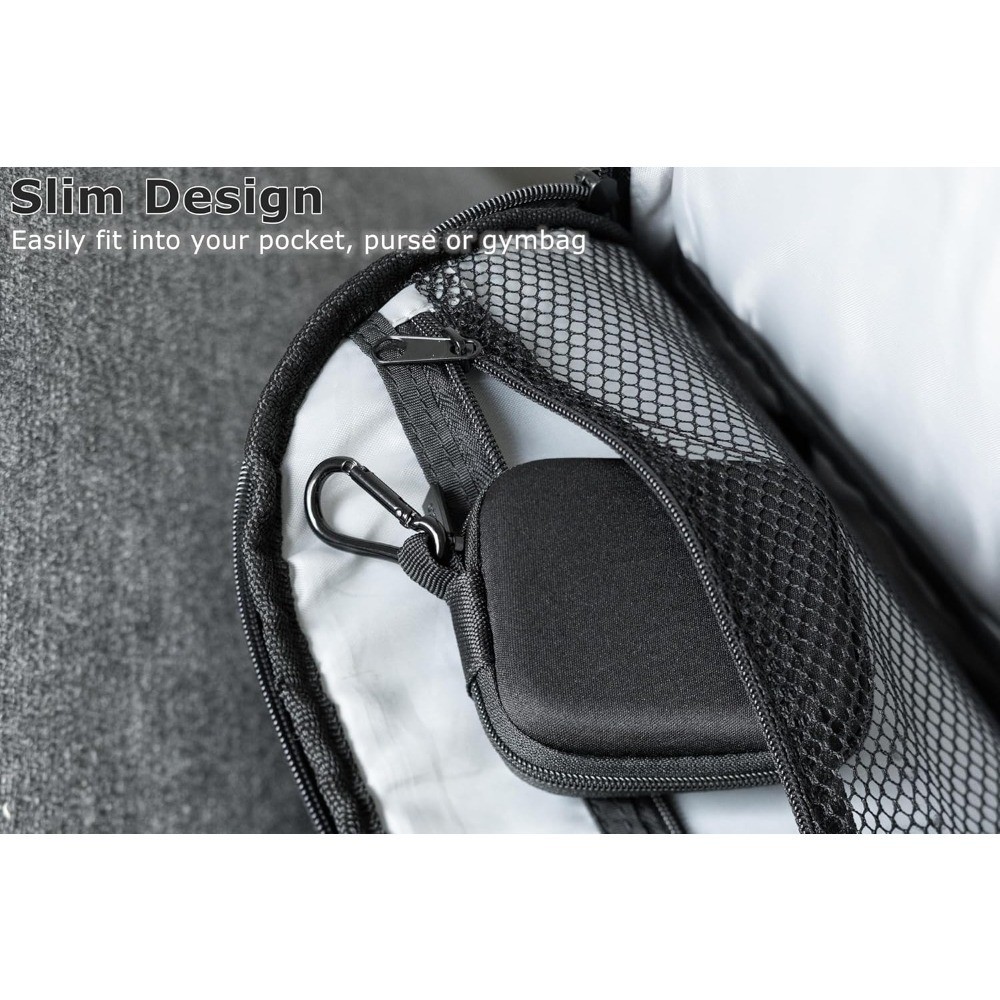 Mini Portable Hard Shell Square Earbuds Case with Carabiner for Wired and