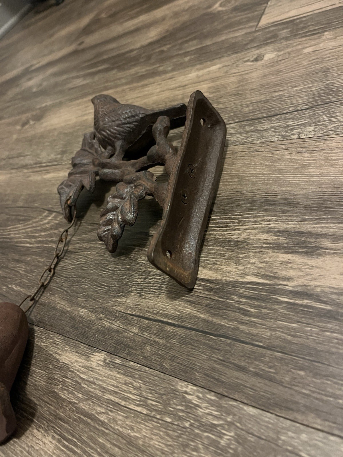 Vintage Cast Iron Bell W/Bird Hanging Wall Outdoor