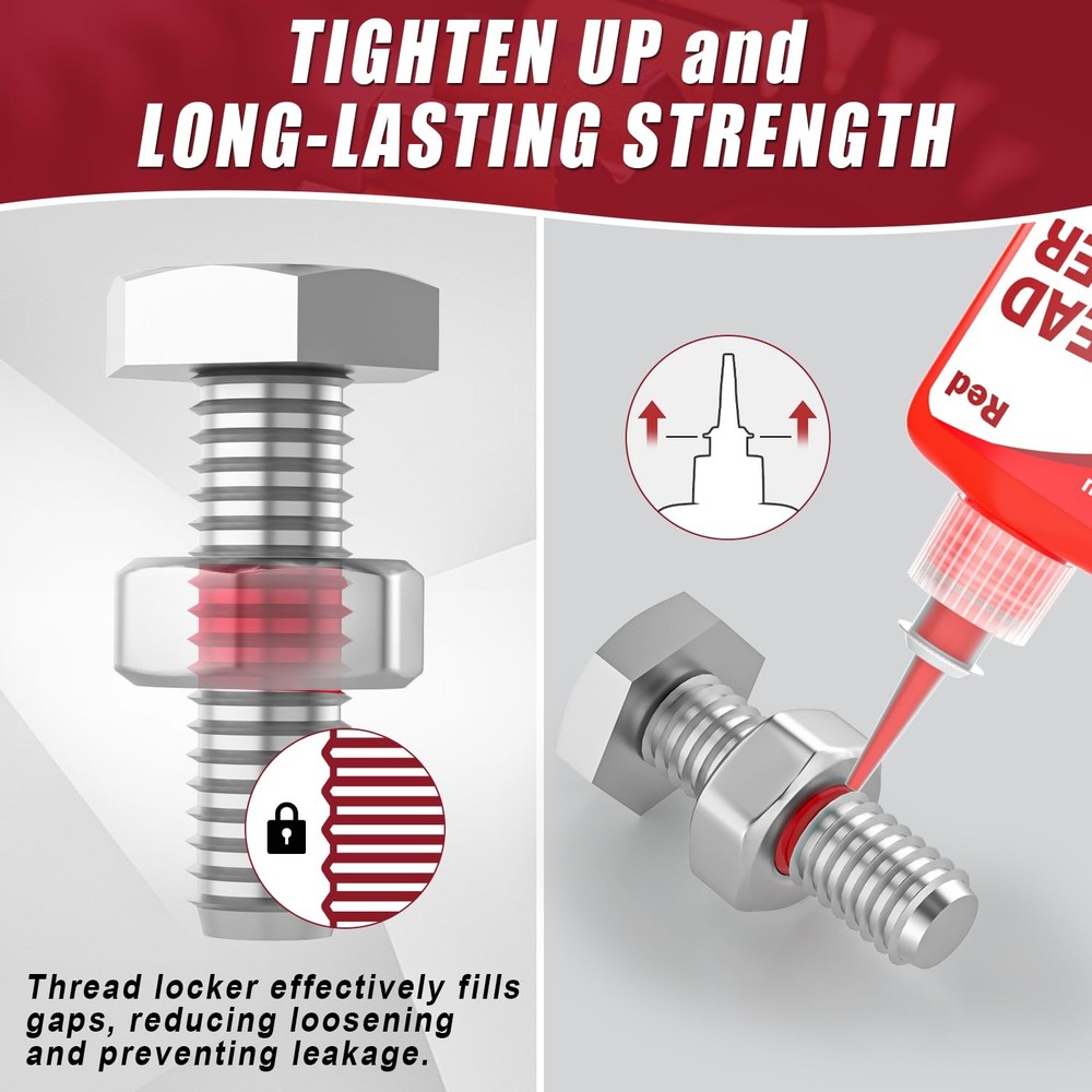Jevvu Thread Lock Blue and Red, 50mlx2 Locker Medium Red