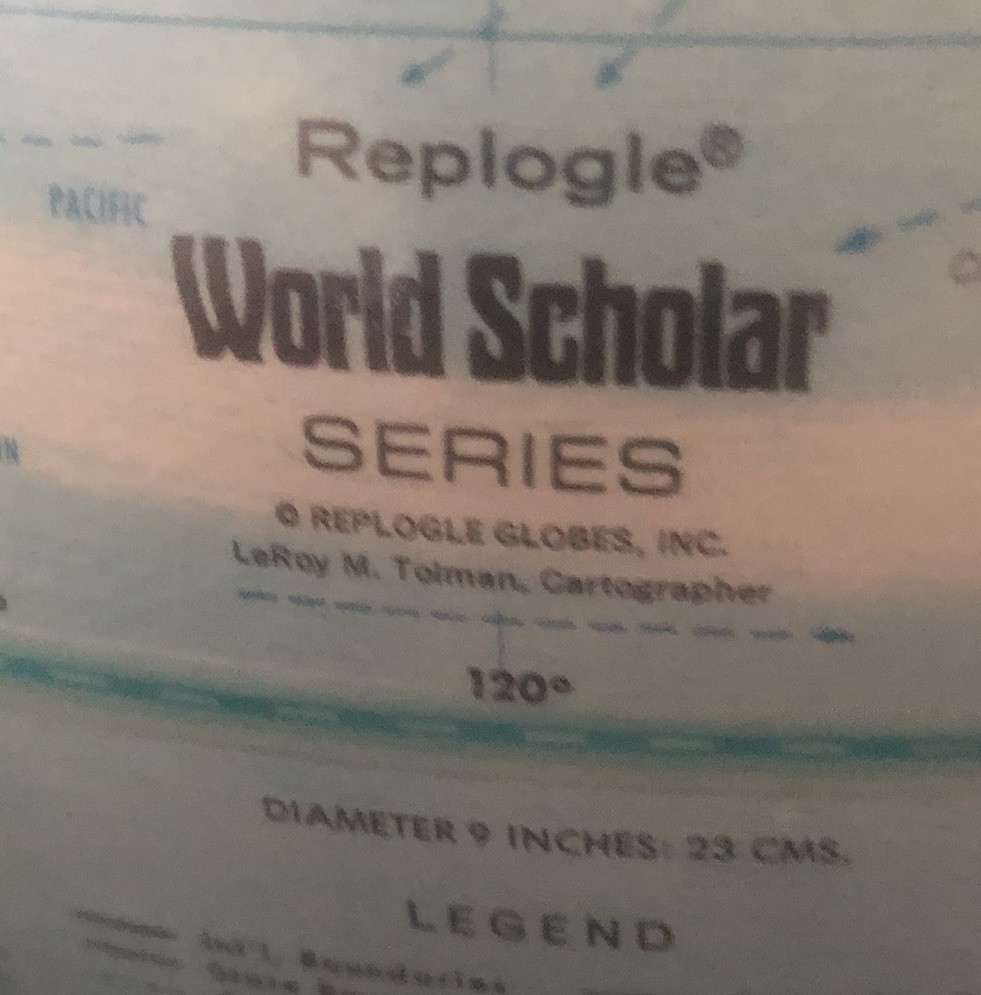Replogle World Scholar Series Small Globe 9” Vintage Before 1991