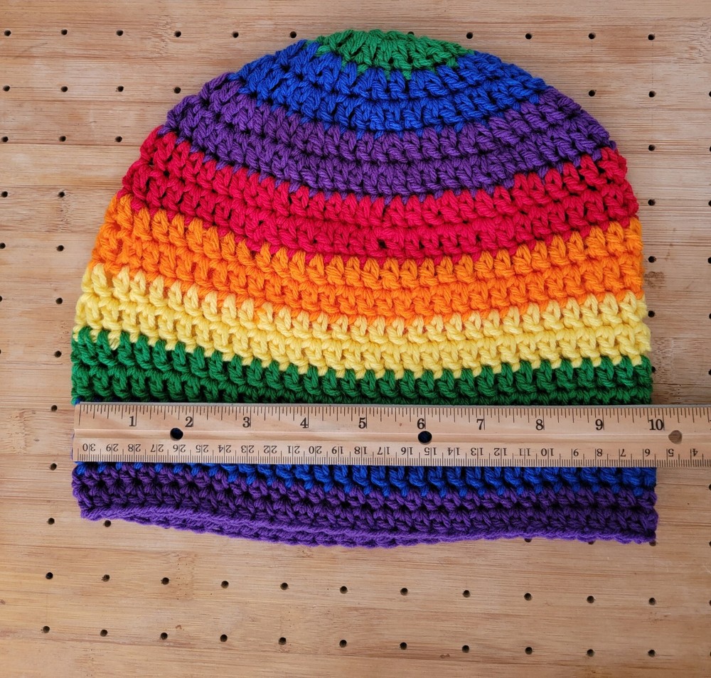 Rainbow Hat Pride Crochet Hand Made Warm Spring Winter Summer Fall Handmade Cap