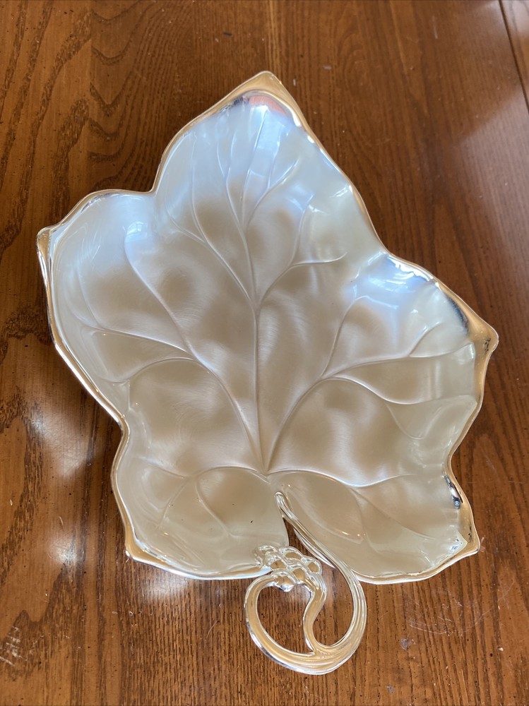 WMF Germany EP BRASS Brushed SilverPlate Footed Grapes 🍇 Handled Leaf Vein Dish