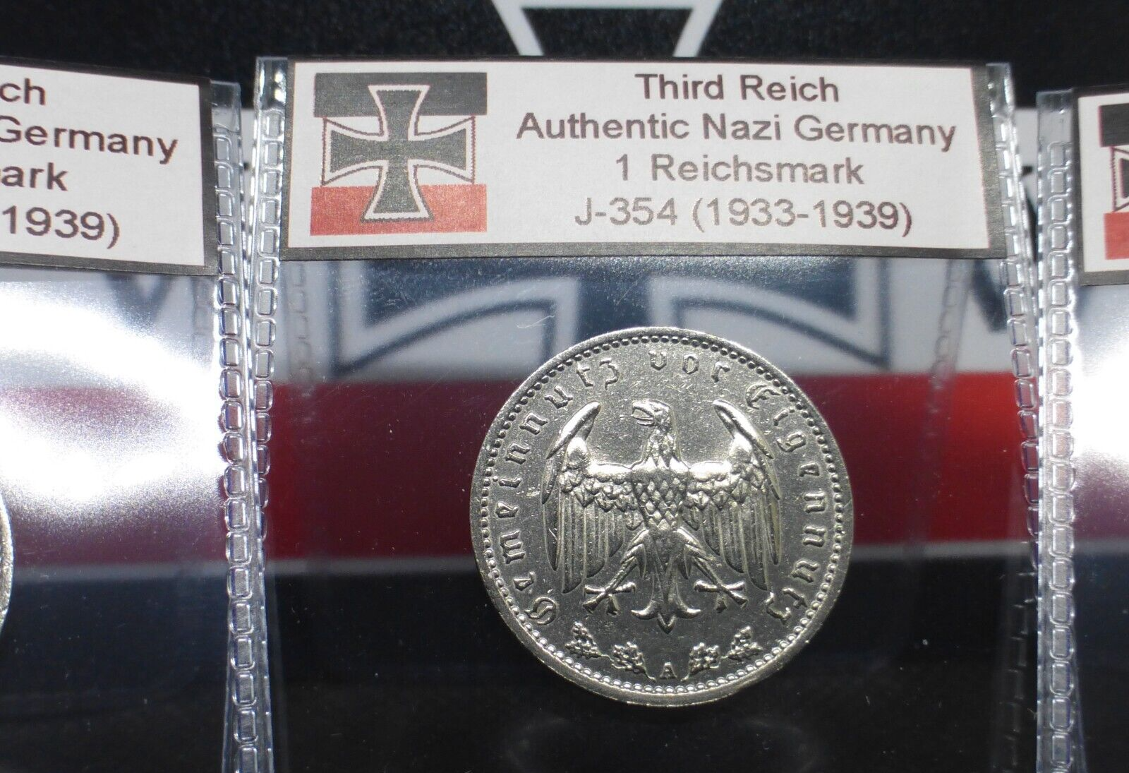 Beautiful 1 Reichsmark Nazi Coin: Genuine Nickel Third Reich WW2 Germany Mark