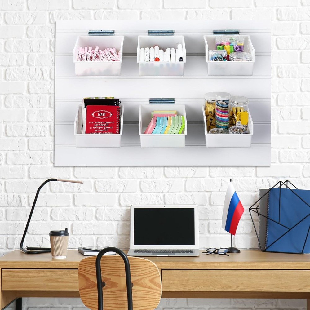 Slatwall Storage Bins with Hooks Set Wall Organizer Containers for Workshop O...