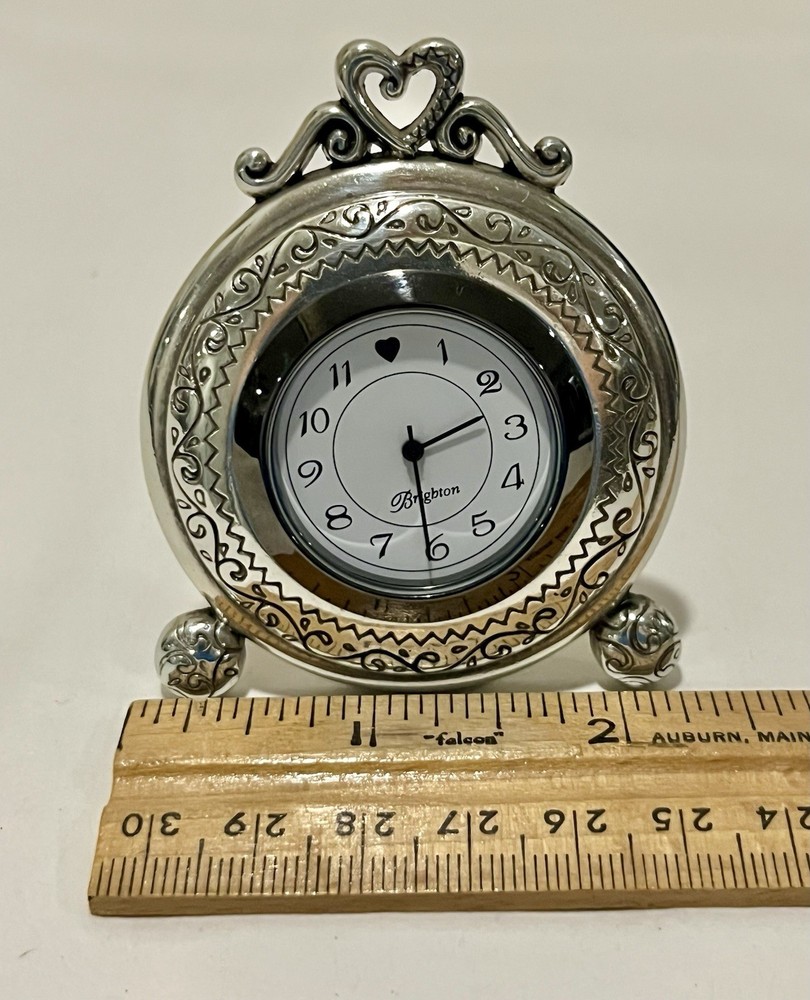 Brighton Bluff City Memphis Silver Plate Round Desk Clock EUC *Needs Battery