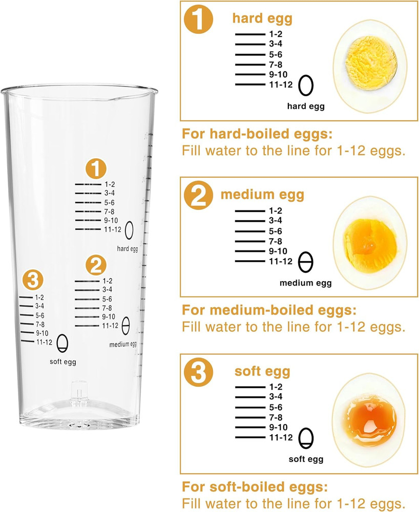 Evoloop Rapid Egg Cooker Electric 12 Eggs Capacity, Soft, Medium, Hard Boiled, P