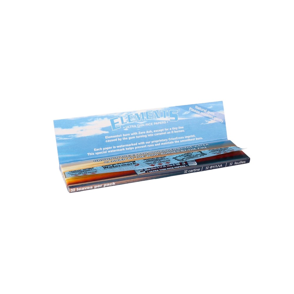 ELEMENTS KING SIZE SLIM ULTRA THIN RICE ROLLING PAPER 50 CT