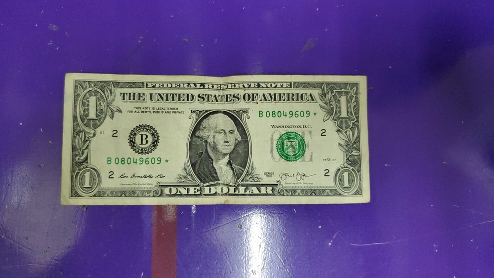 $1 One Dollar Bill Star Note 2013 B 08049609* Duplicate Serial Number