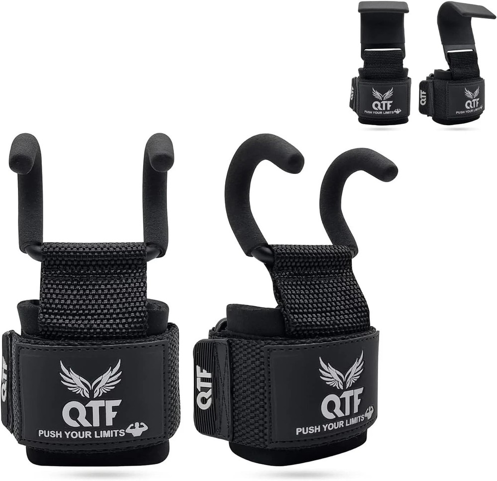 Weight Lifting Barbell Hooks Heavy Double-Hooks, Black/Double-Hooks