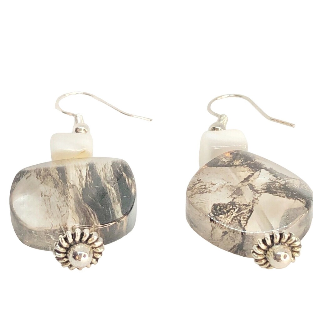 Handcrafted Dangle Earrings Unique Marble-Effect Glass Lightweight & Stylish