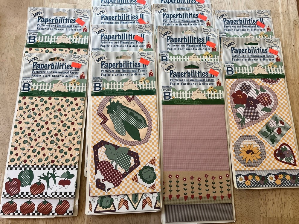 Lot Of 12 Mixed Paperbilities Patterned And Dimensional Papers