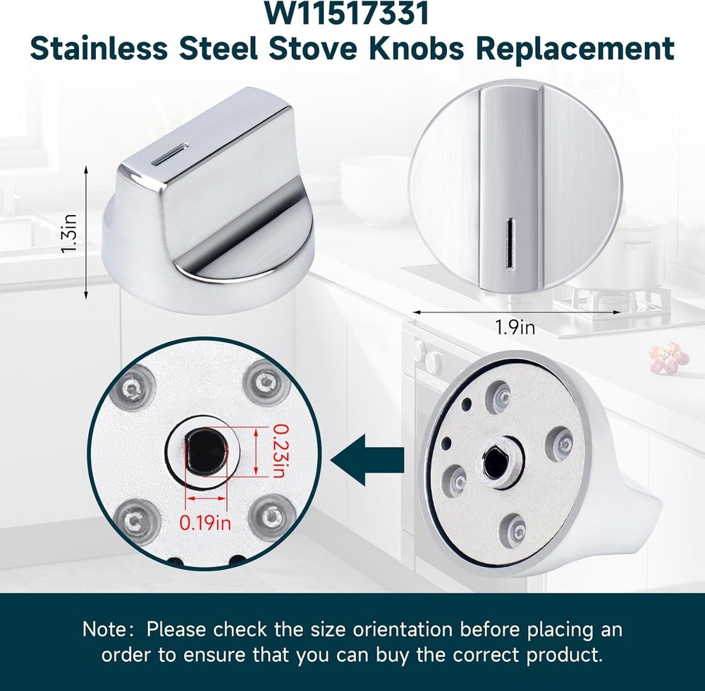 W11517331 for Whirlpool Electric Range Knobs (4pcs) Replace W10850027 W11117415