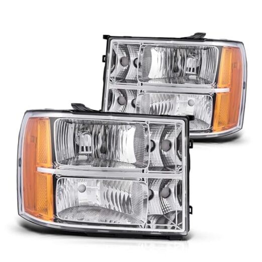 Sierra Headlight Housing from, Replacement Headlight Assembly for Chrome-Amber