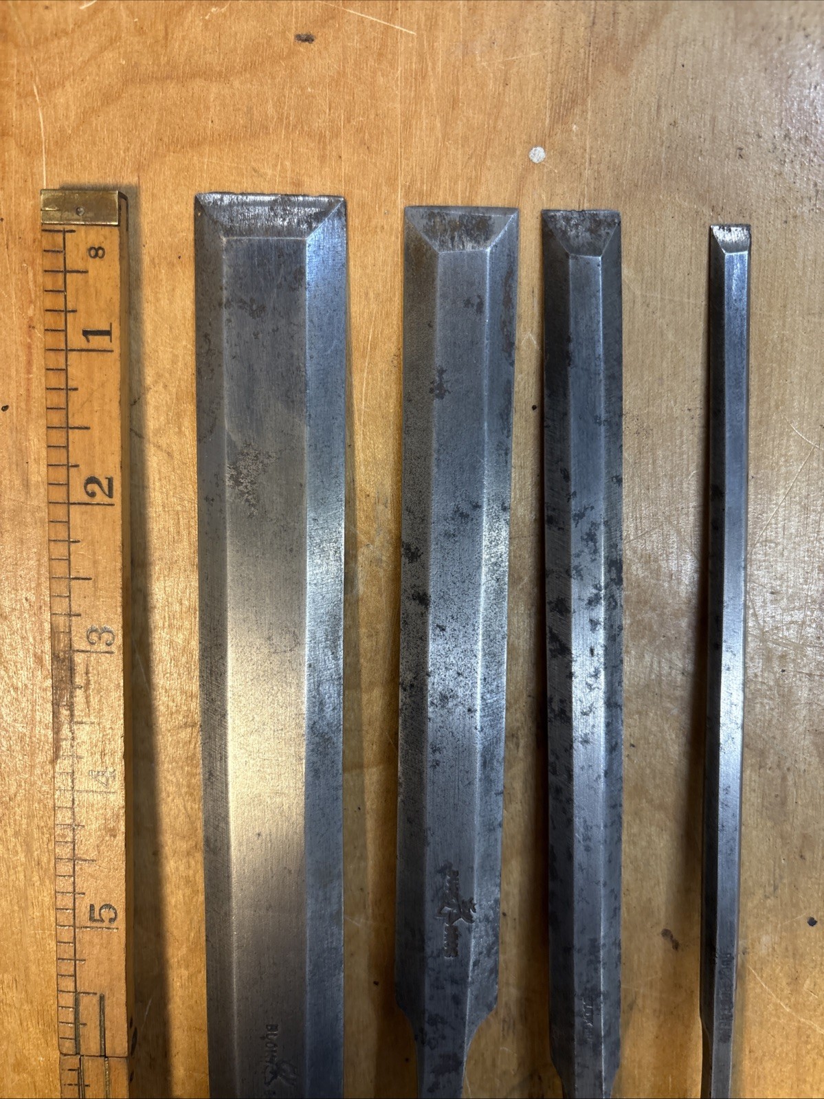 Vintage Set Of 4 Buck Bros Paring Chisel 1”, 3/4”, 1/2”, 1/4” Wide USA Wood
