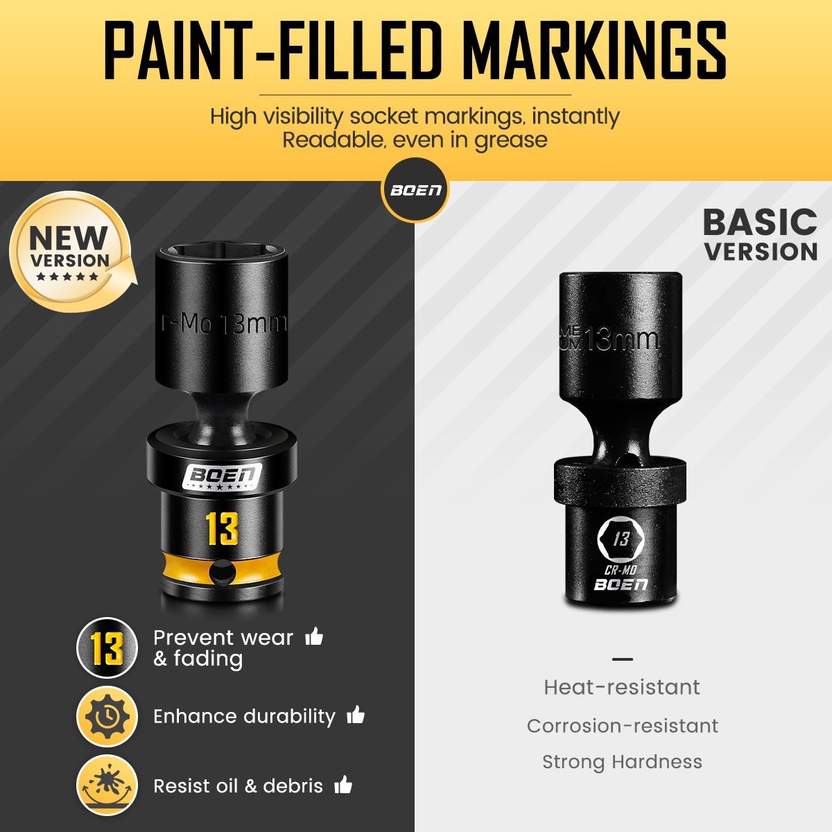 12-Piece 1/4” Drive Impact Swivel Socket Set, Metric 5mm-15mm , CR-MO Steel